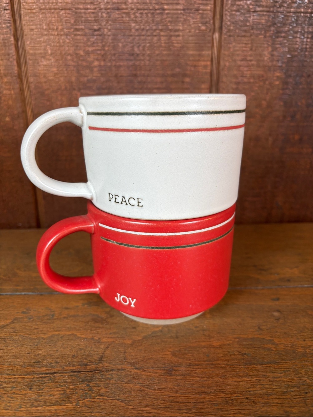 Hearth & Hand w/ Magnolia Holiday Coffee Mug Set - Peace & Joy, Red, White